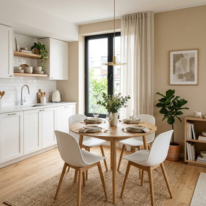 Khu ăn uống căn Studio — bàn ăn nhỏ gọn cạnh bếp